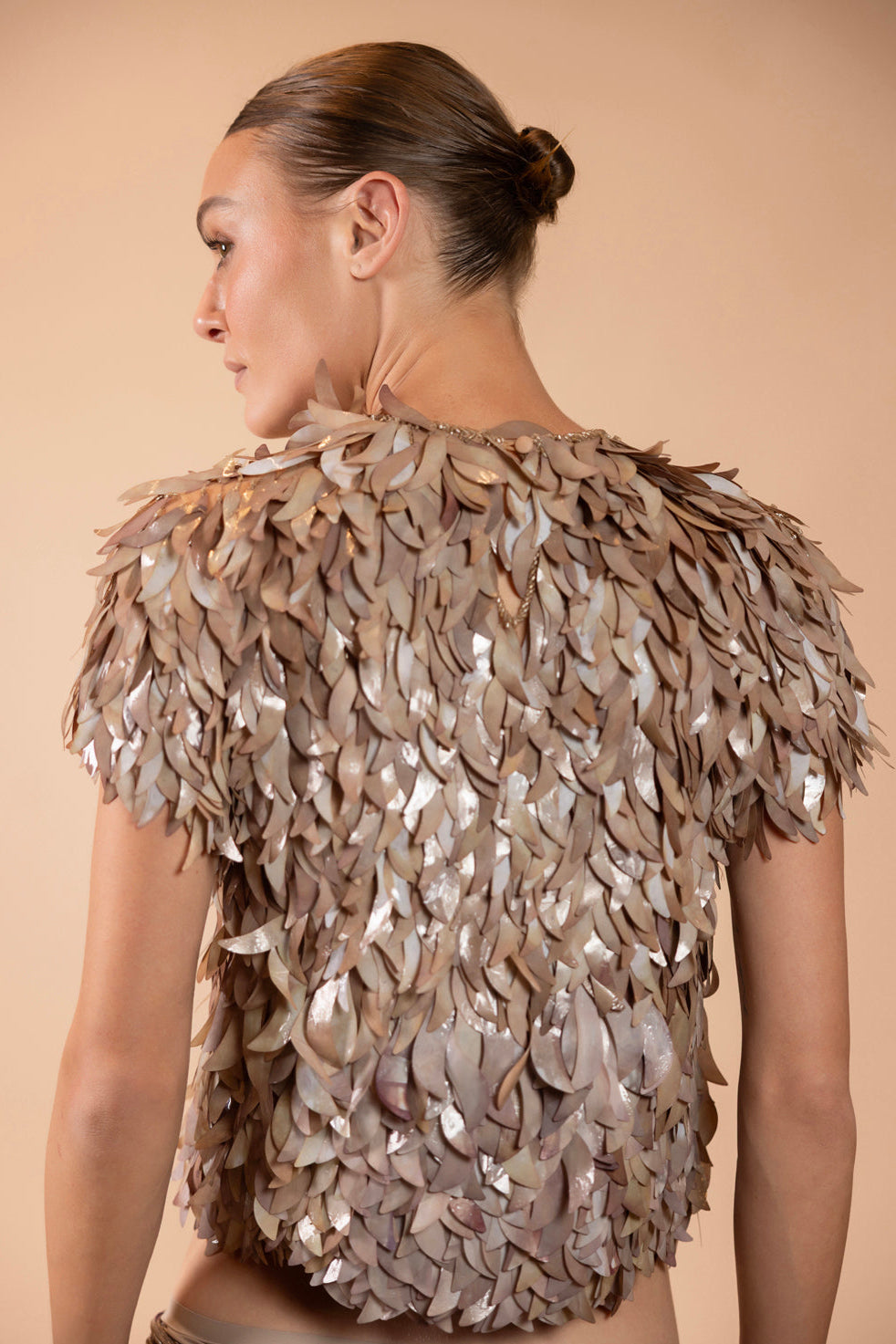 TULLE BRONZE EMBROIDERED TOP (RUNWAY)