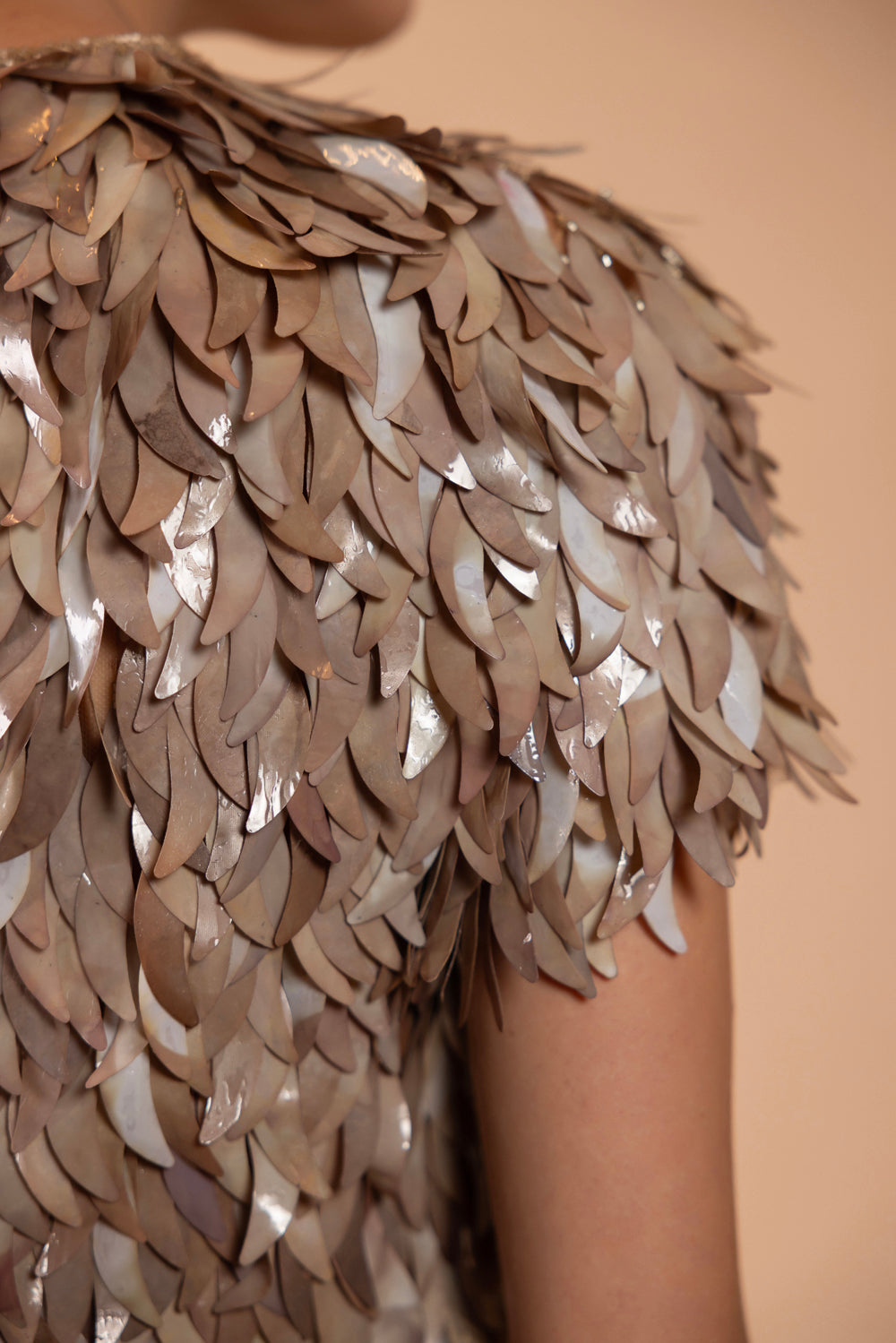 TULLE BRONZE EMBROIDERED TOP (RUNWAY)