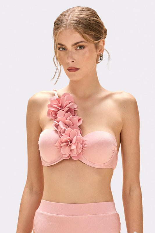 LAGOA LYCRA FLOWER APPLIQUE BIKINI TOP