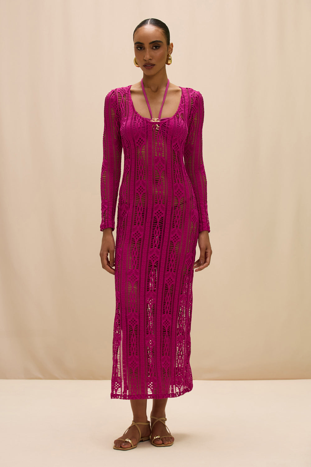red knit maxi dress MYRA XS / Pink Size:18 x 34 Your true size will Dentelle Light Green Mermaid elevated