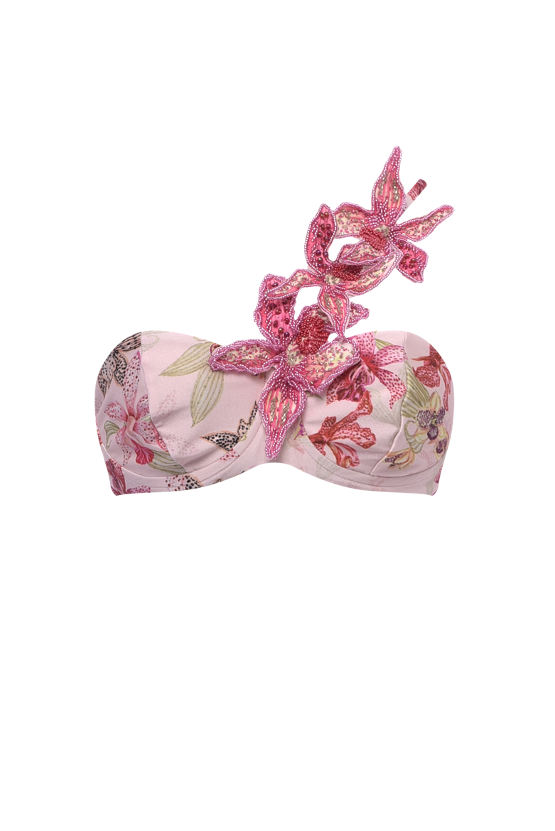 ORCHID BLOOM BEADED FLOWER BIKINI TOP