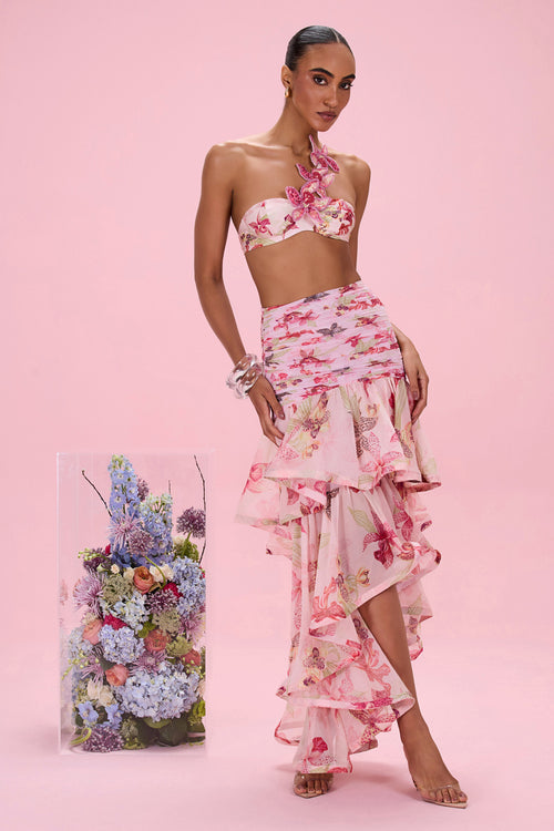 ORCHID BLOOM CHIFFON MAXI SKIRT