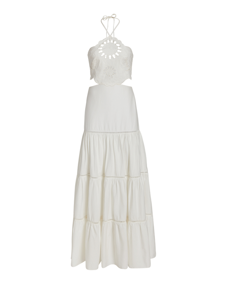 Lasercut Cotton Poplin Maxi Dress