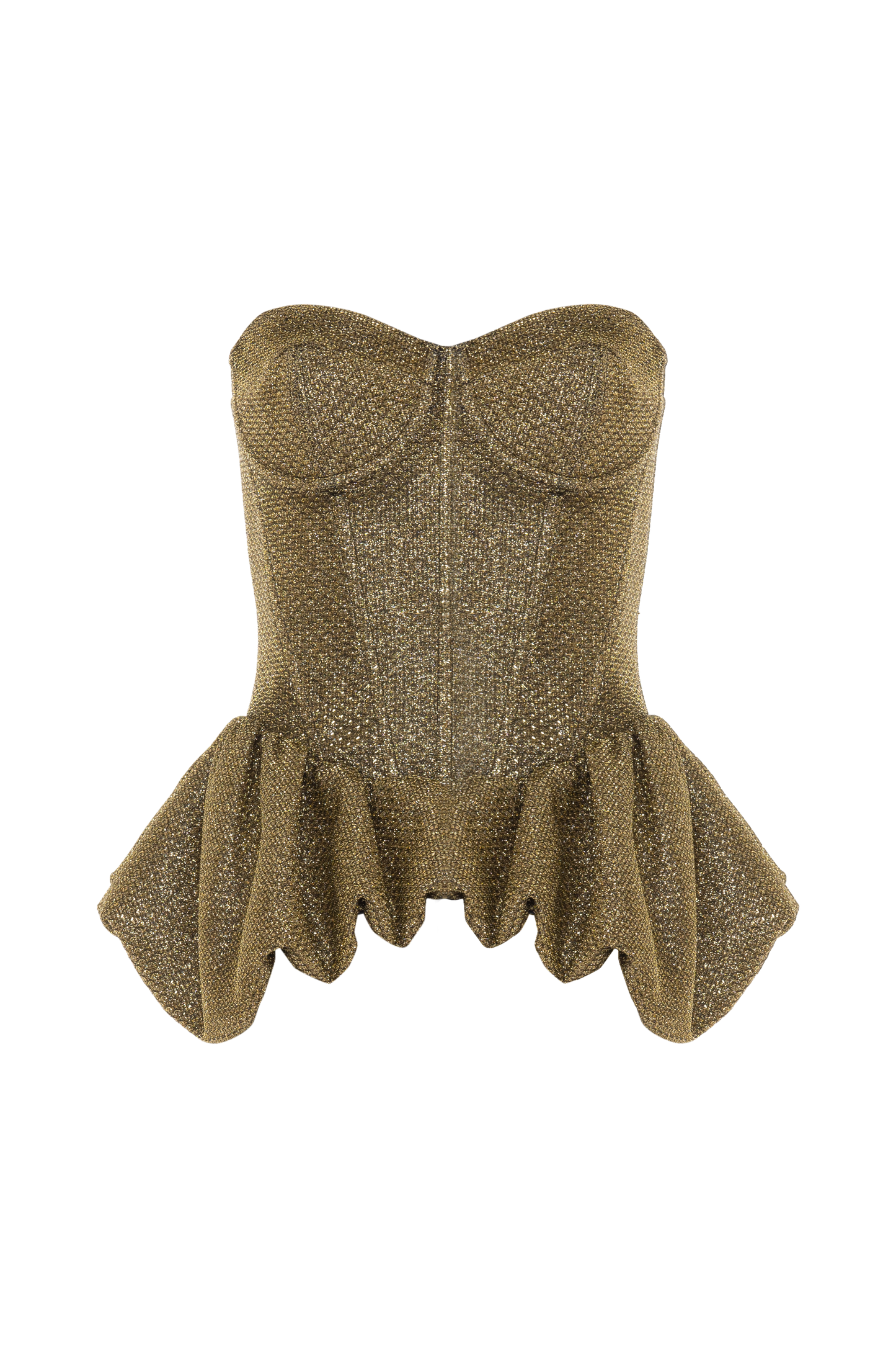 GOLDEN WEAVE PEPLUM TOP