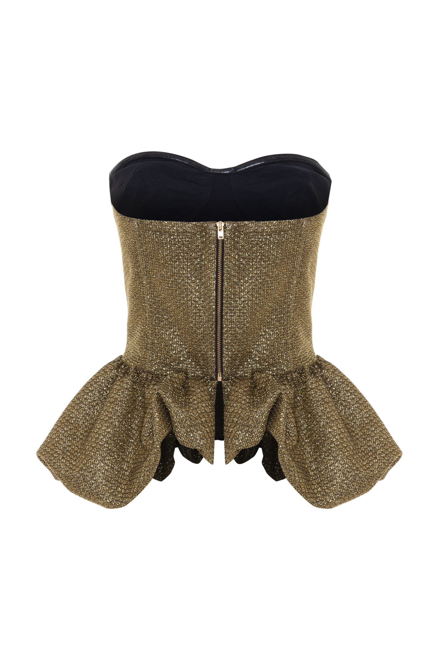 GOLDEN WEAVE PEPLUM TOP