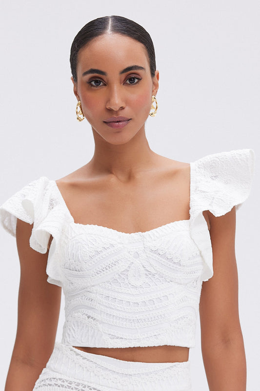 RHYTHMIC LACE FLUTTER TOP