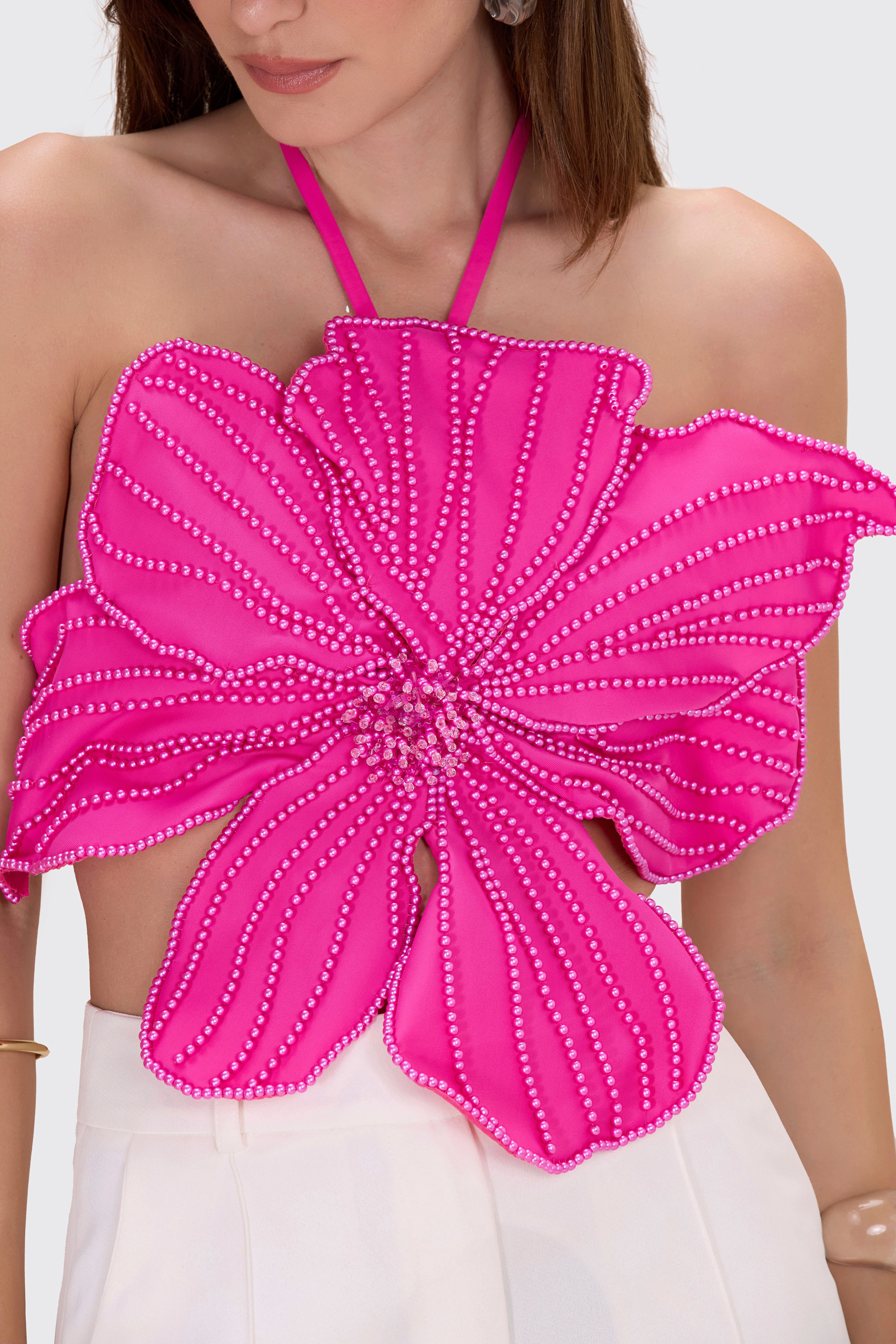 HAND-BEADED FLOWER TOP – PatBO