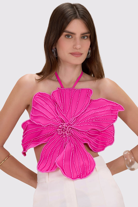 HAND-BEADED FLOWER TOP
