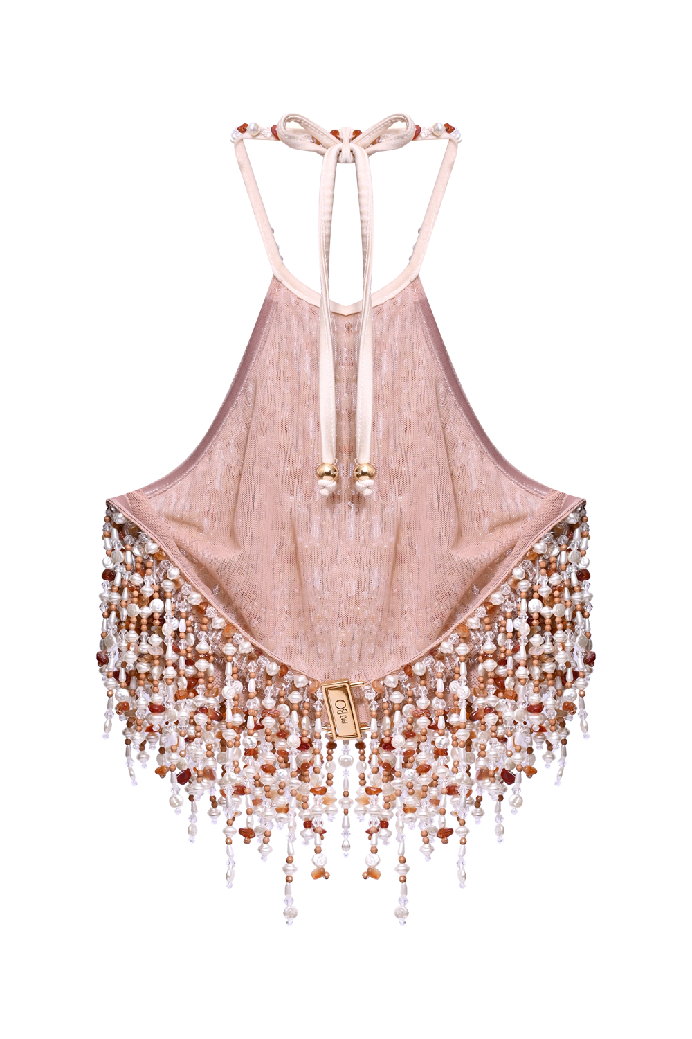 PEARL DUST EMBROIDERY HALTERNECK TOP