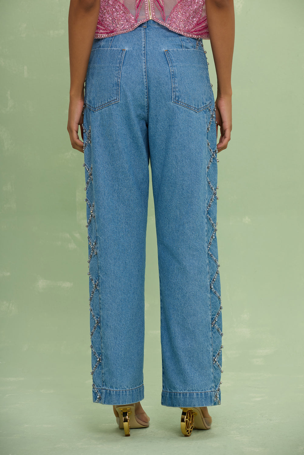 MARINA DENIM EMBROIDERED PANTS – PatBO