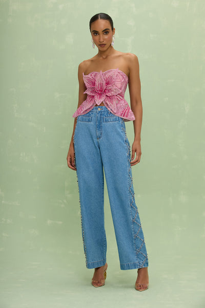 MARINA DENIM EMBROIDERED PANTS – PatBO