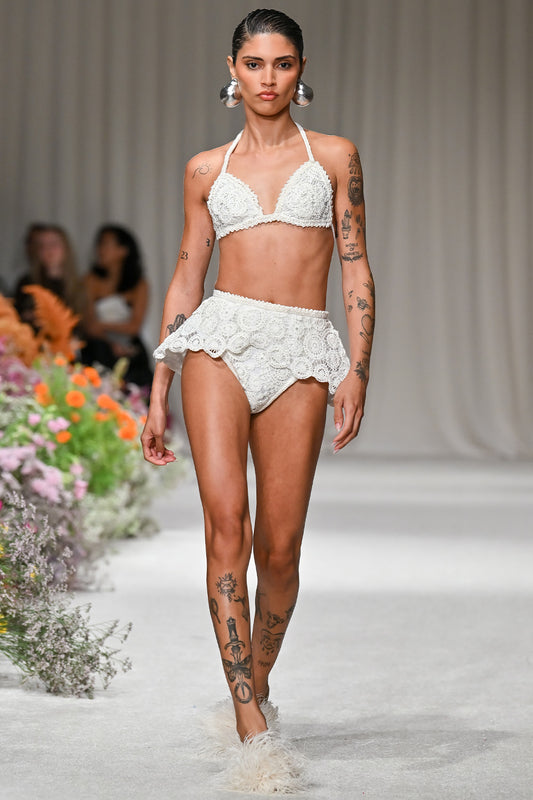 GAL EMBROIDERY HIGH WAIST BIKINI BOTTOM (RUNWAY)