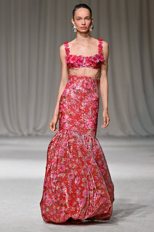 PEONY SEQUIN PRINTED MAXI SKIRT (RUNWAY)
