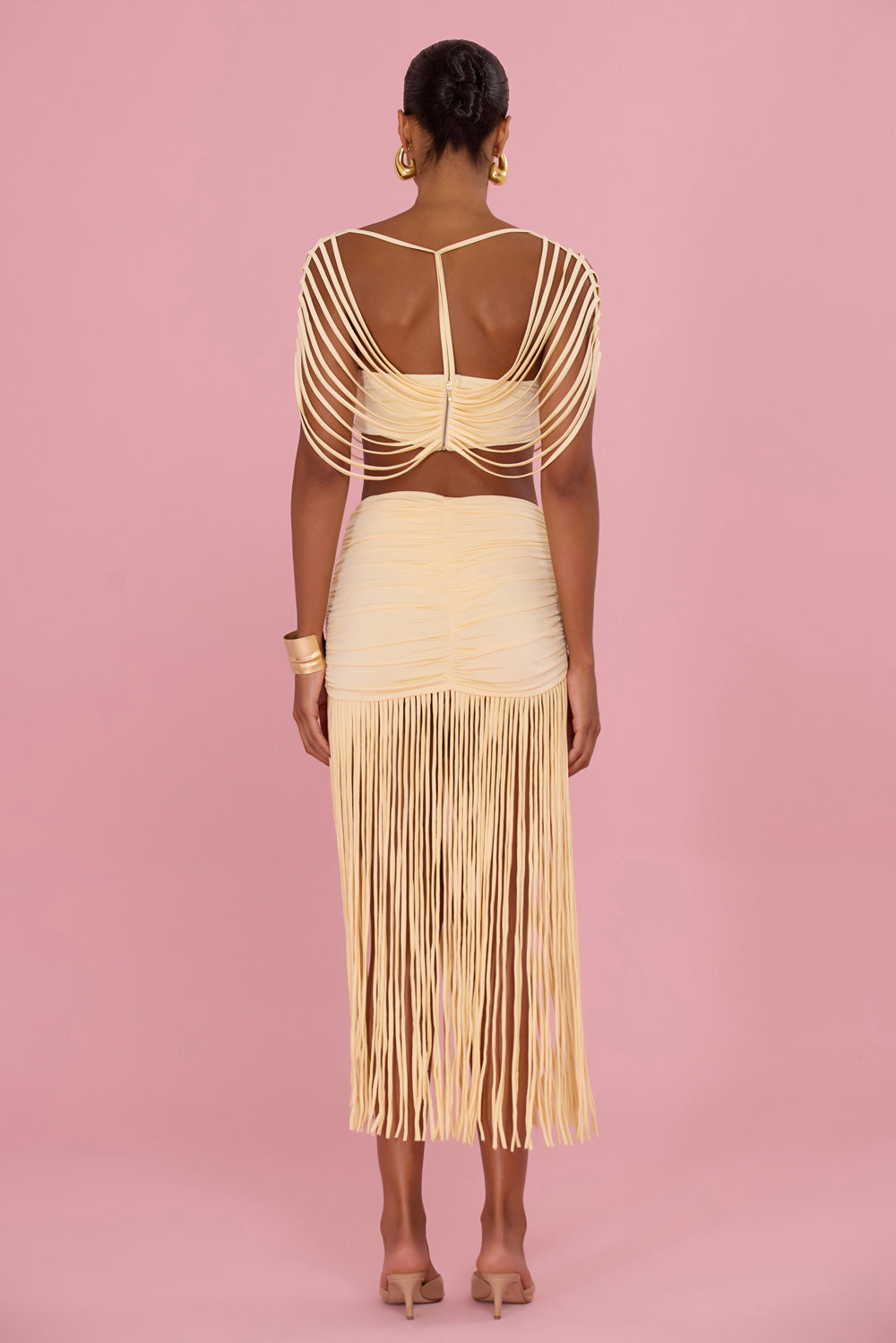 LYRIA JERSEY FRINGE MAXI SKIRT