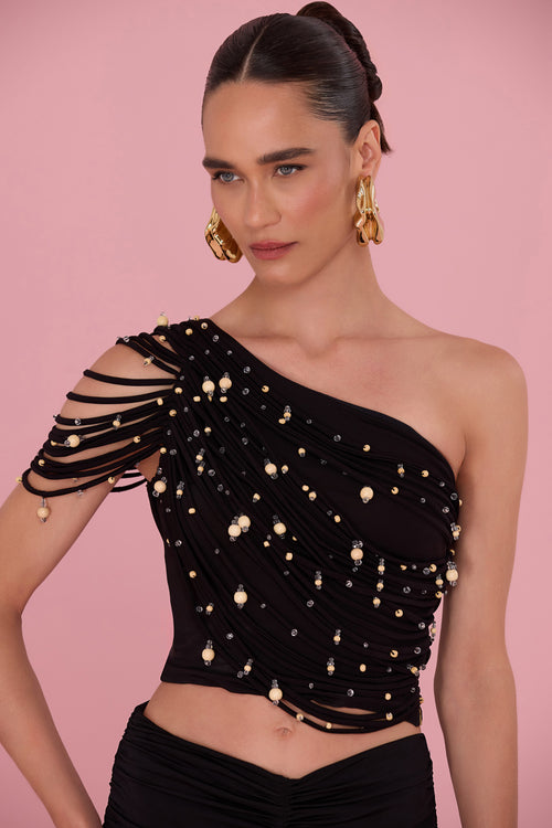 LYRIA JERSEY PEARL TOP