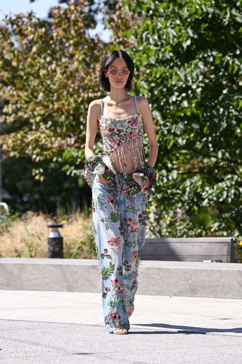 ROSALIE EMBROIDERED DENIM PANTS (RUNWAY)
