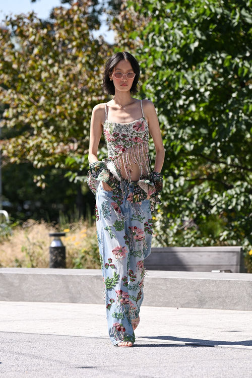 ROSALIE EMBROIDERED DENIM PANTS (RUNWAY)