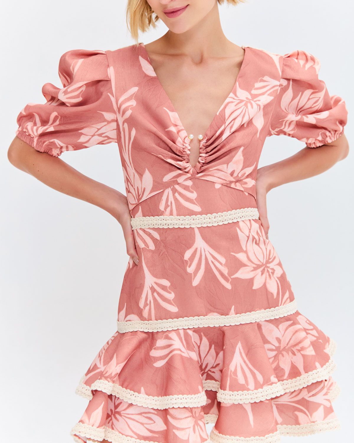 ARTICHOKE PUFF SLEEVE MINI DRESS