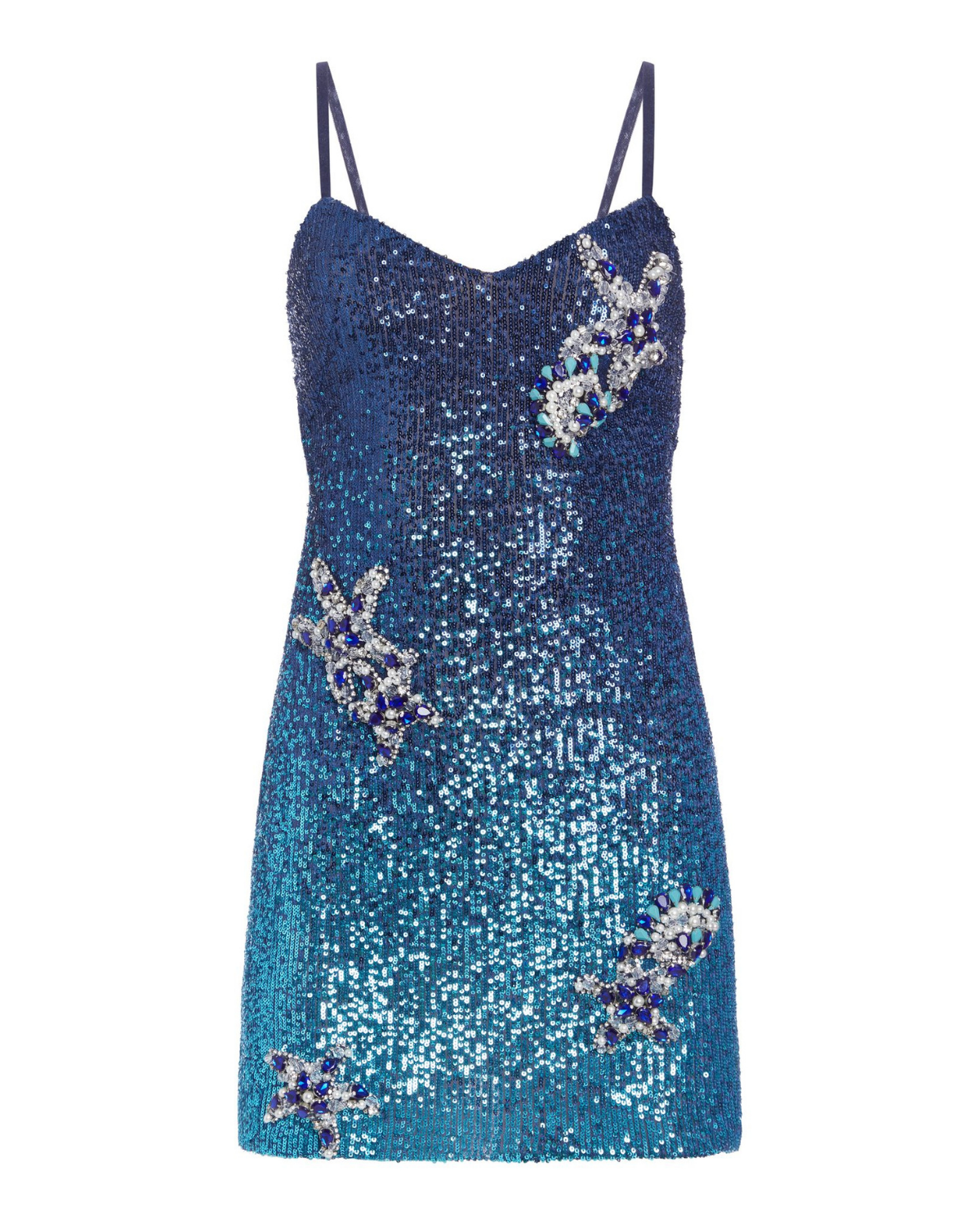 EMBROIDERED OMBRE SEQUIN MINI DRESS (FINAL SALE)