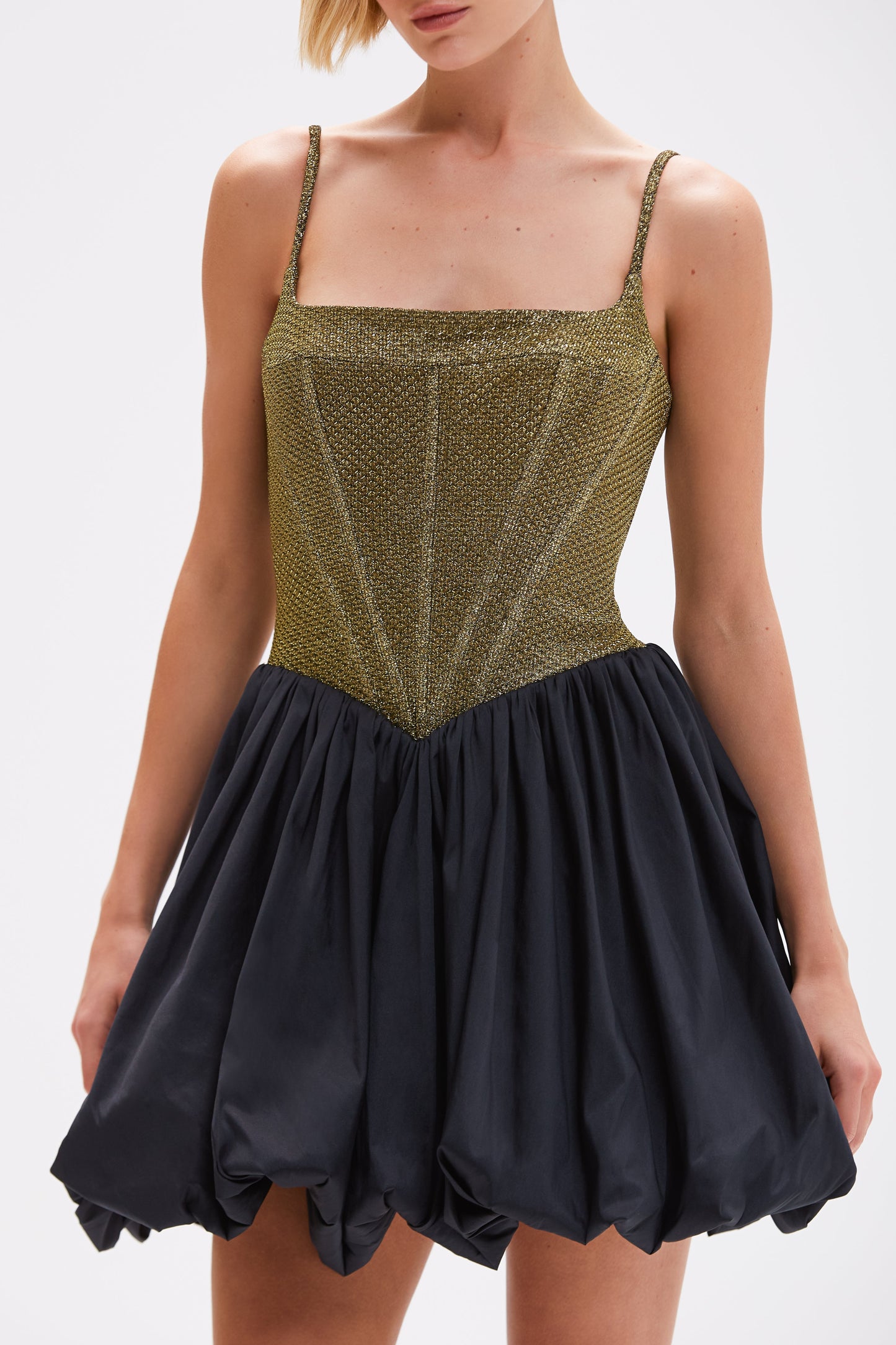 GOLDEN WEAVE MINI DRESS