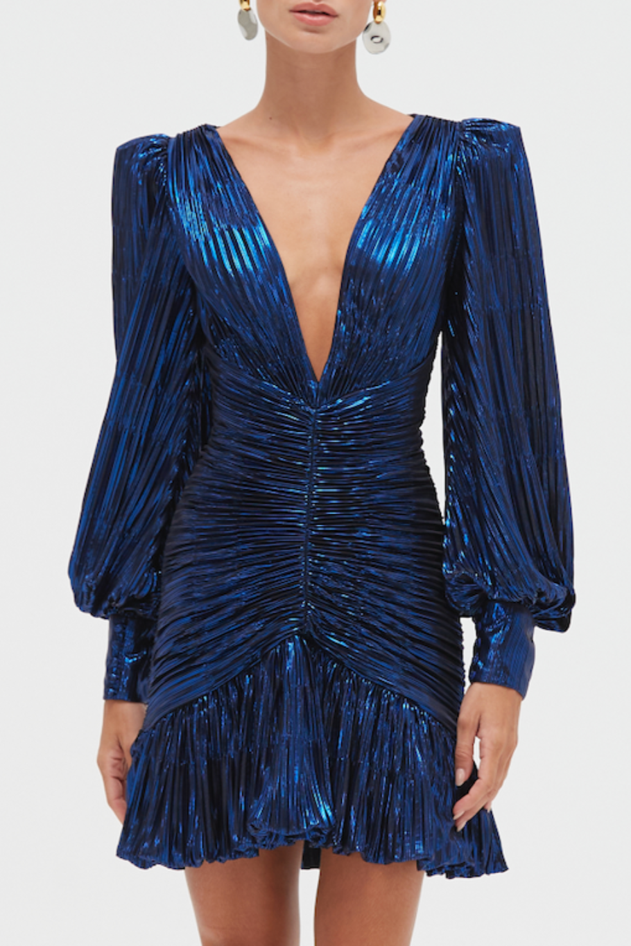 METALLIC PLISSE MINI DRESS
