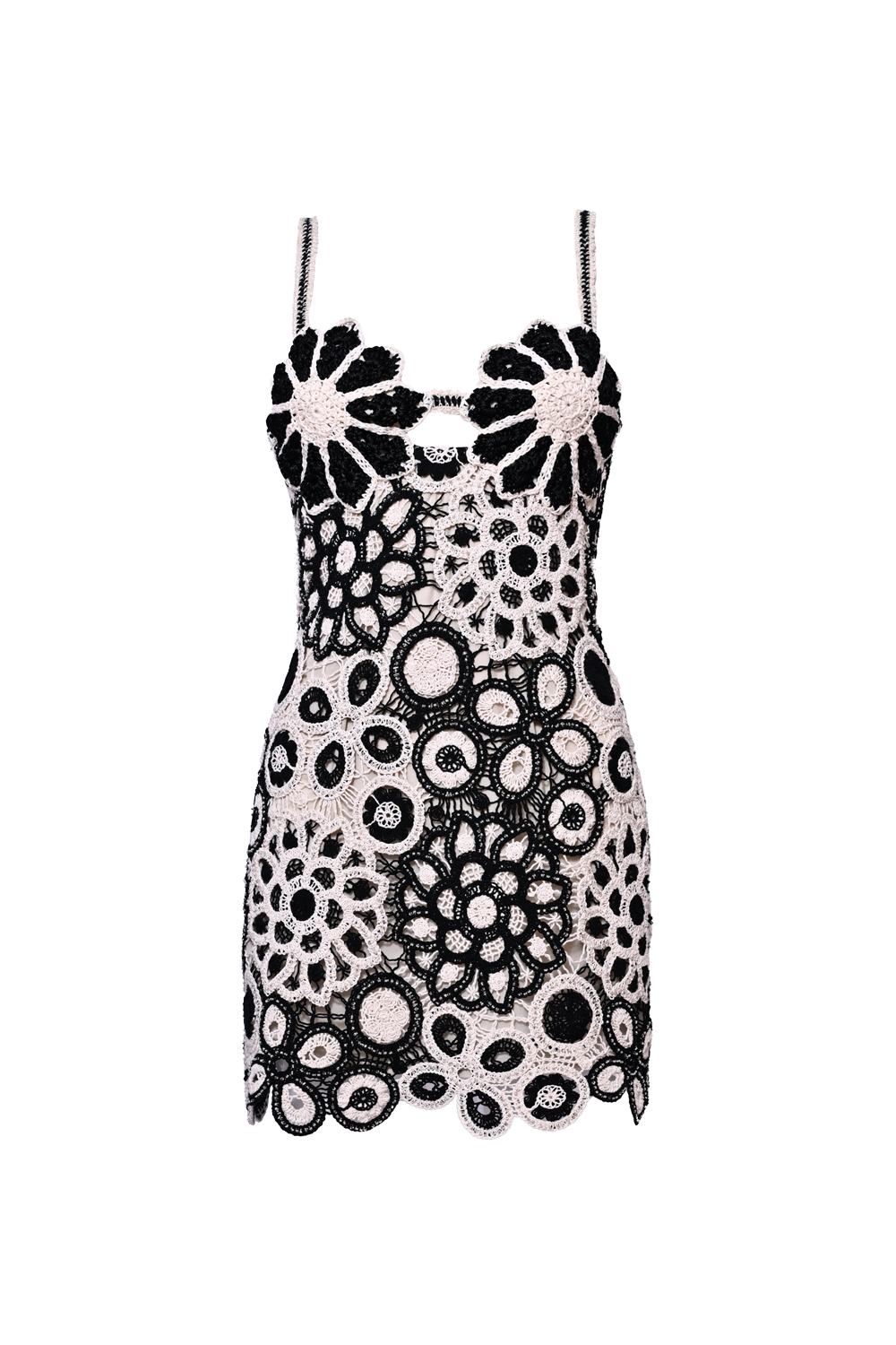 CORAL CROCHET MINI DRESS