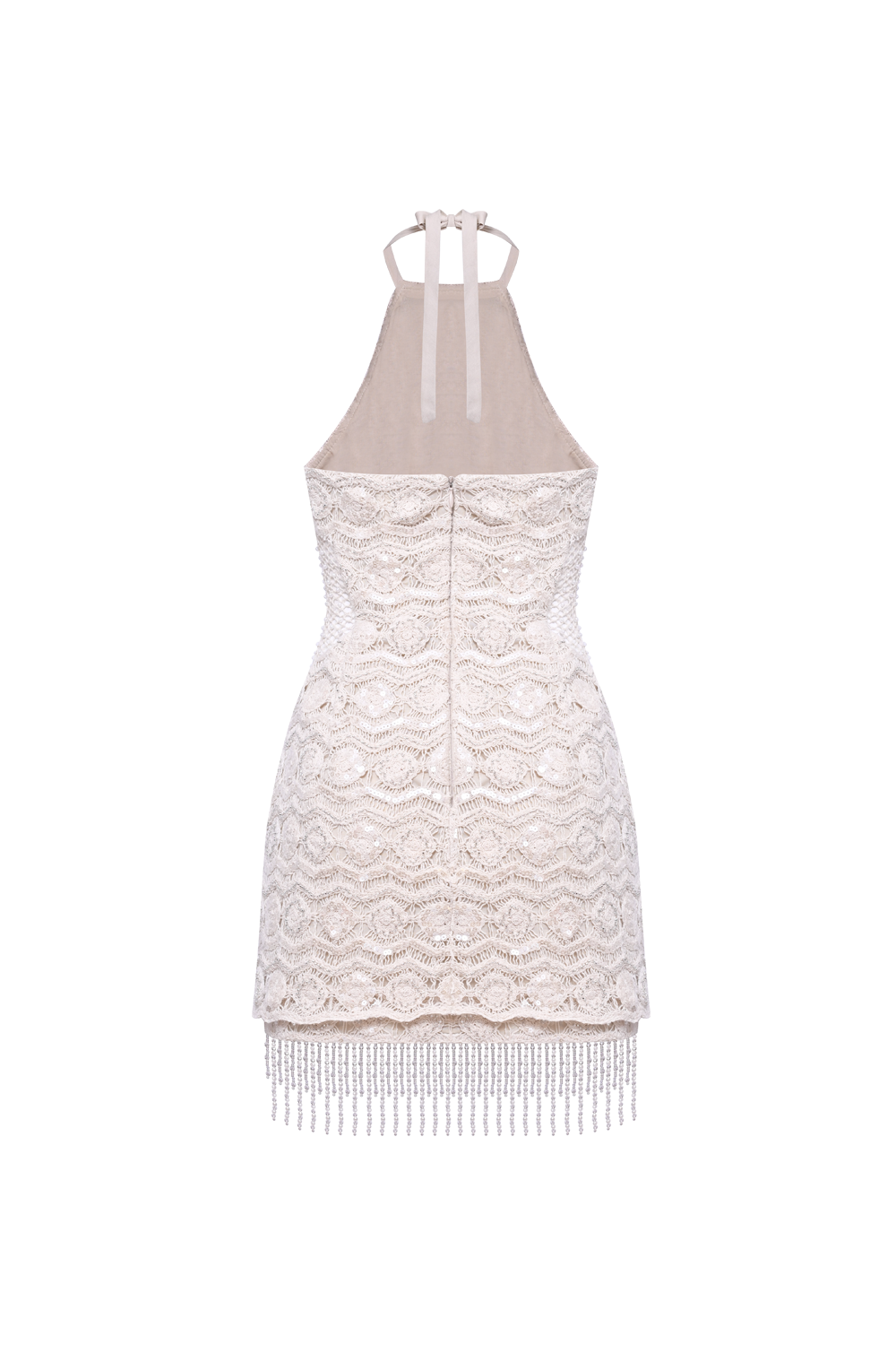 CROCHET BLOOM HALTERNECK MINI DRESS