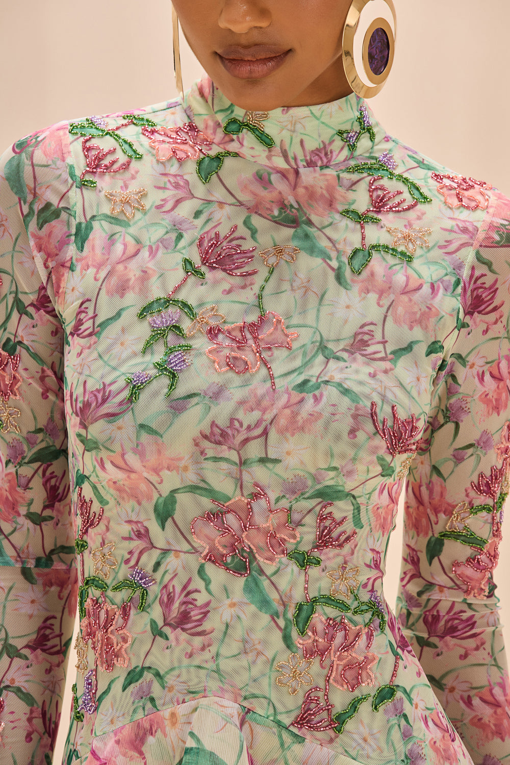 HONEY FLOWER  LONG SLEEVE MINI DRESS