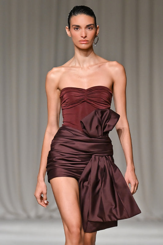 TAFFETA TARSILA BOW MINI DRESS (RUNWAY)