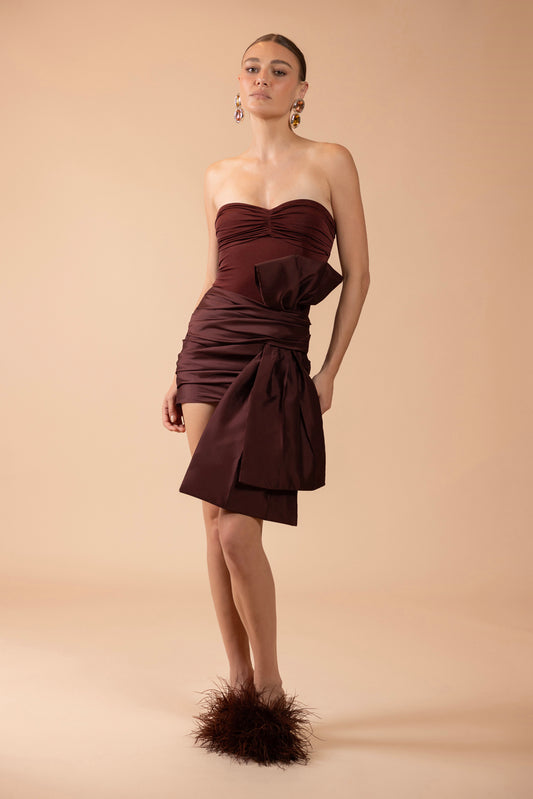 TAFFETA TARSILA BOW MINI DRESS (RUNWAY)