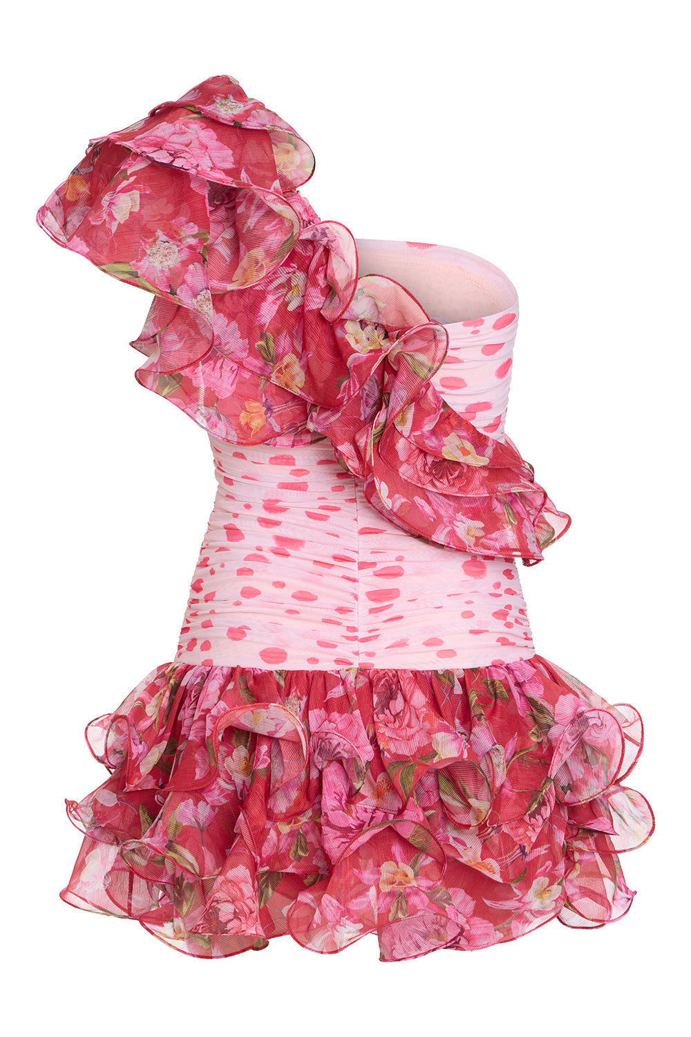 PEONY DOTS RUFFLE MINI DRESS (RUNWAY)