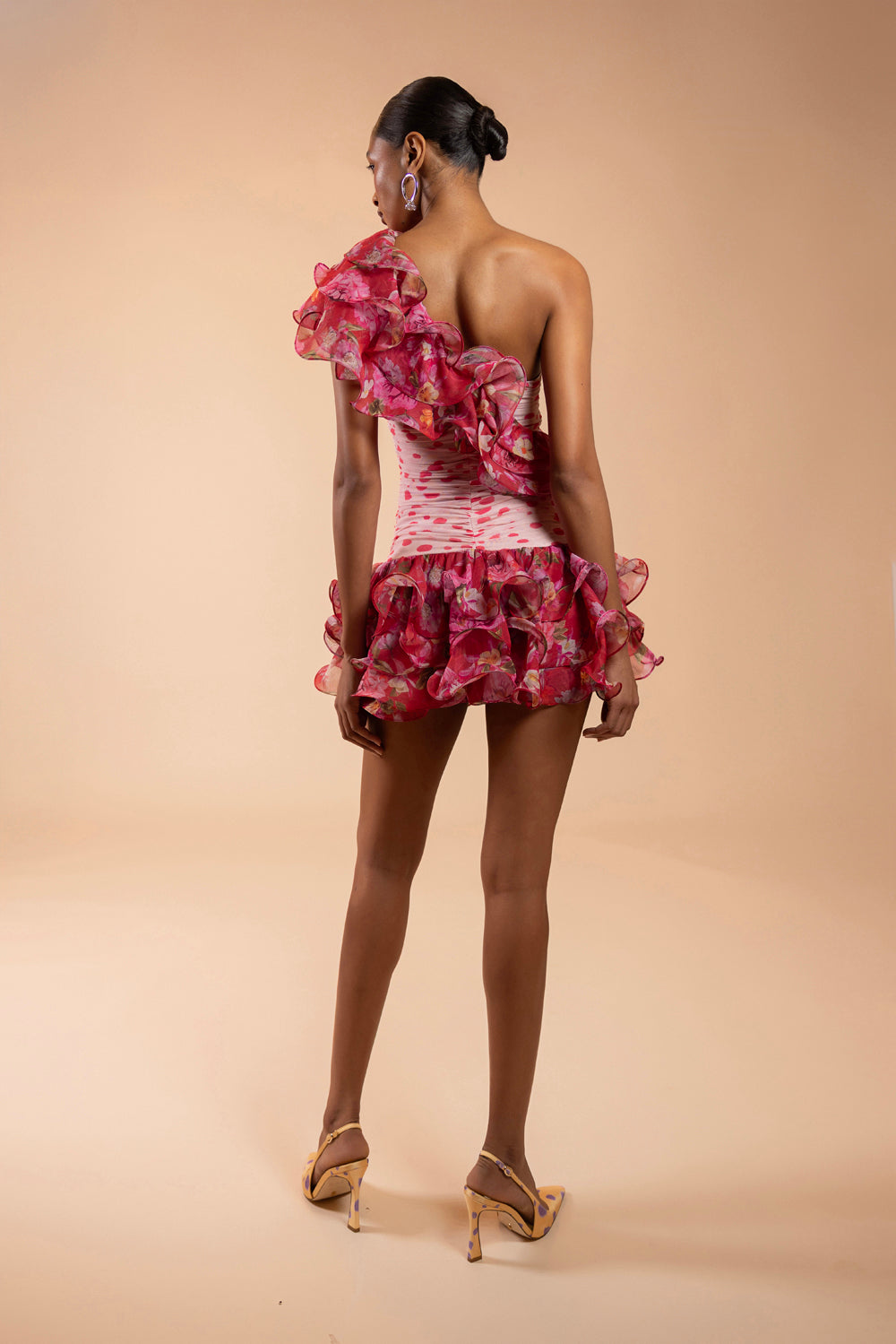 PEONY DOTS RUFFLE MINI DRESS (RUNWAY)