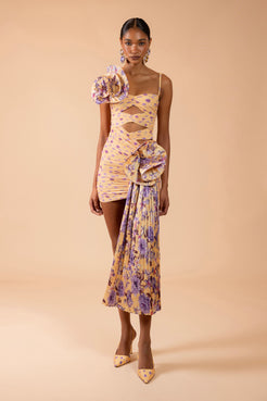 PEONY DOTS DRAPED MINI DRESS (RUNWAY)