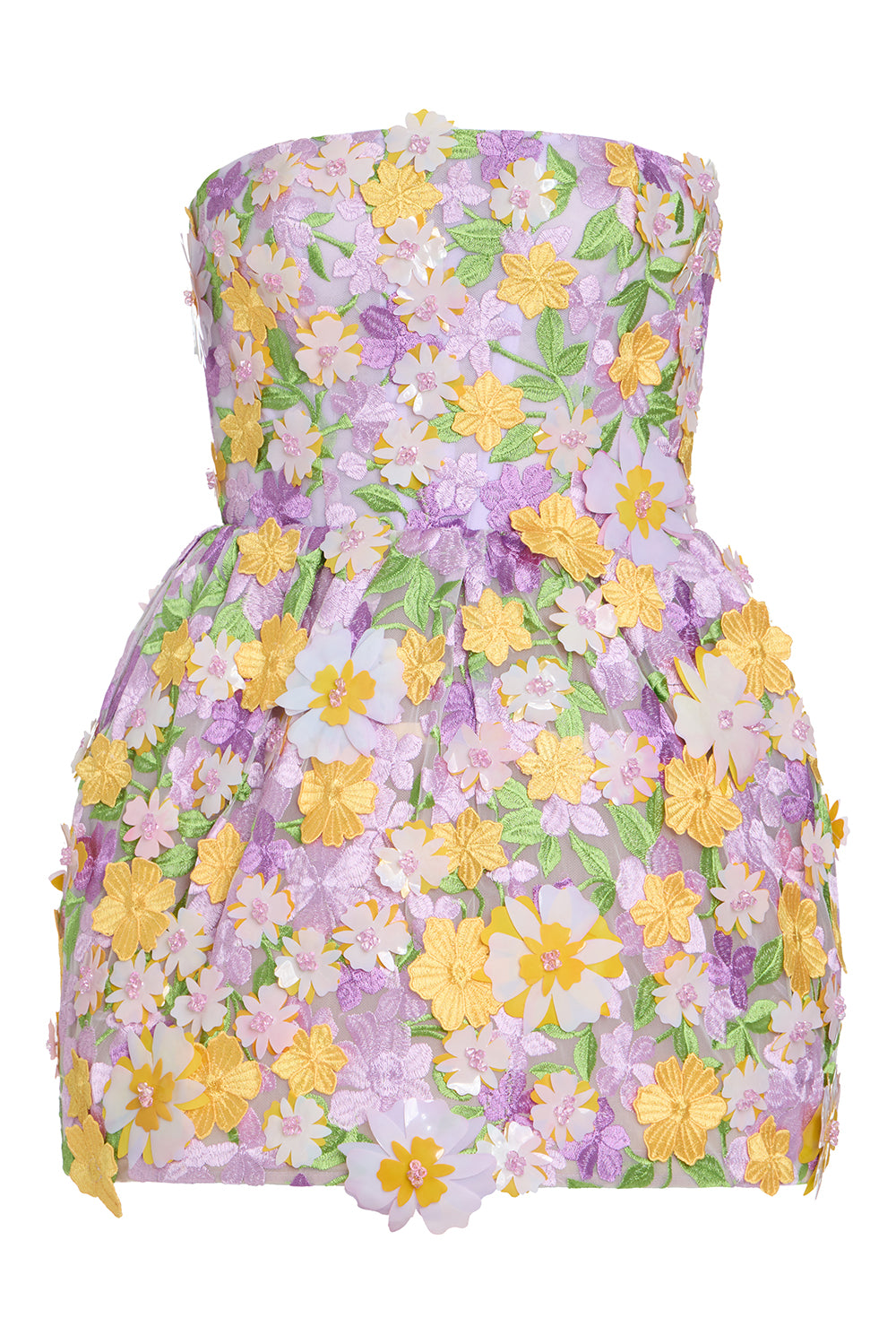 TULLE PINA PEPLUM MINI EMBROIDERED DRESS (RUNWAY)