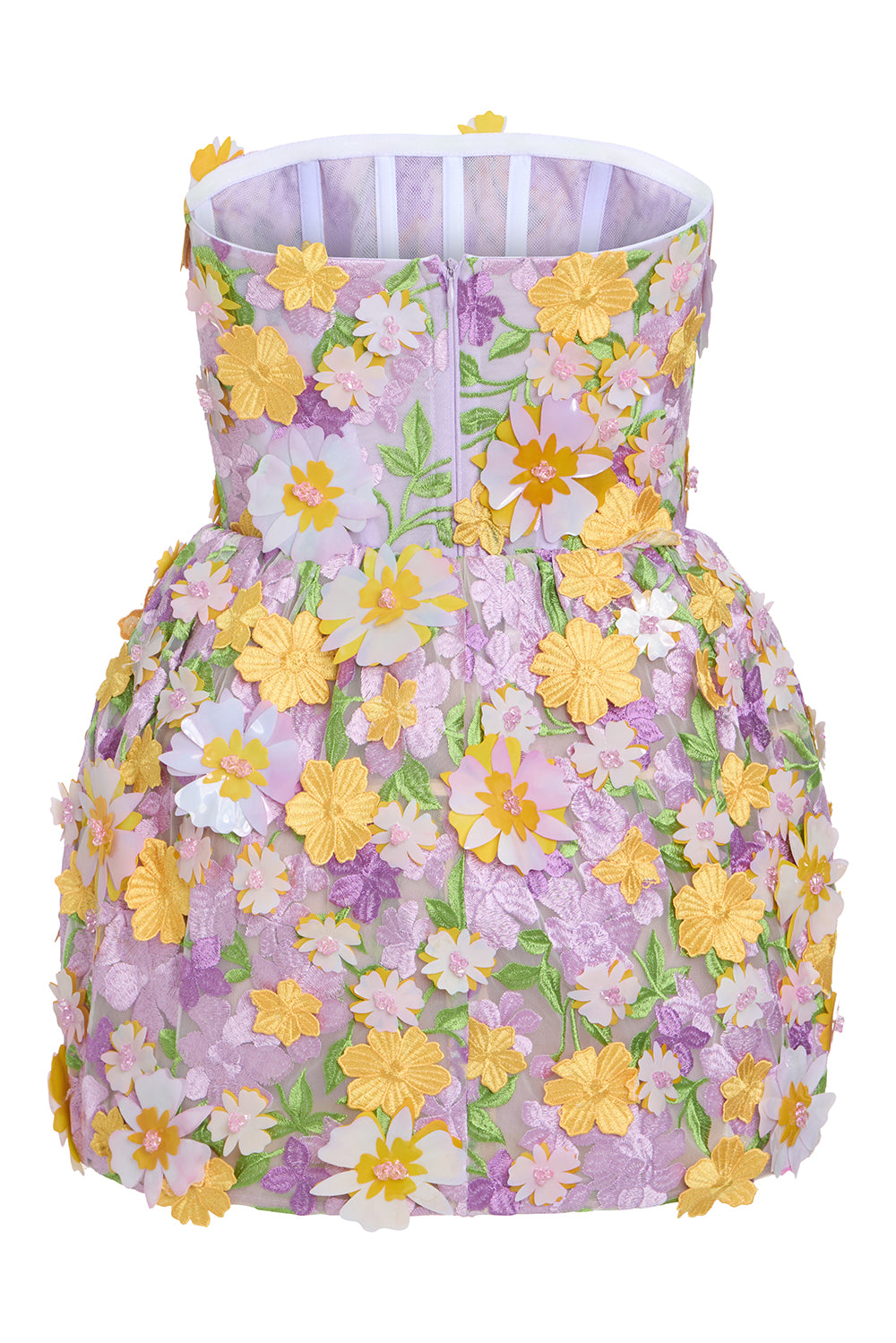 TULLE PINA PEPLUM MINI EMBROIDERED DRESS (RUNWAY)
