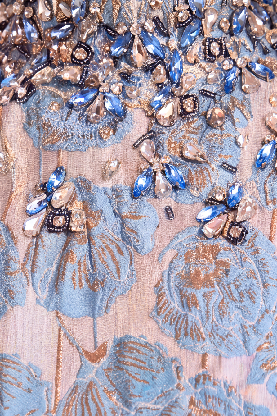 LUMA JACQUARD FEATHER MINI DRESS