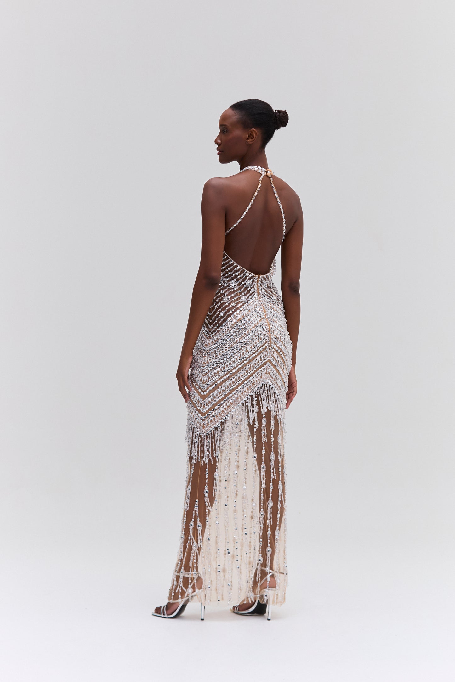 CRYSTAL EMBROIDERY HALTERNECK GOWN