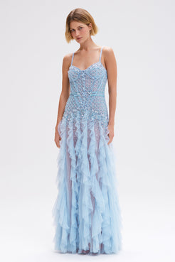 BUTTERFLY EMBROIDERY LONG DRESS