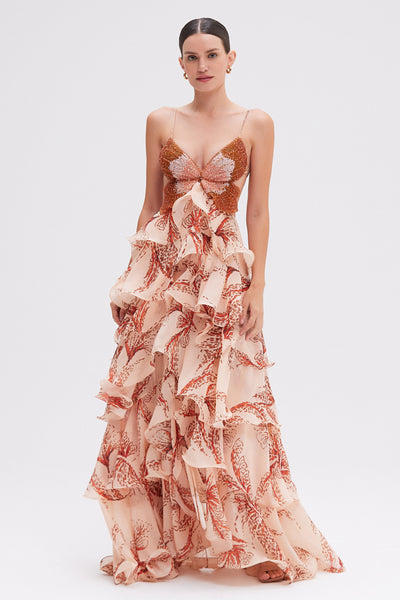 PATBO Satin sunset long dress with cut-out details ドレス SATIN SUNSET LONG SLEEVE GOWN – PatBO