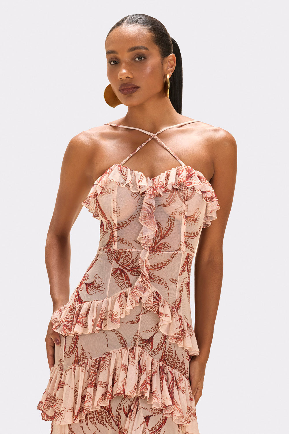 patbo maxi dress PatBO Gal Embroidery Peplum Maxi Dress