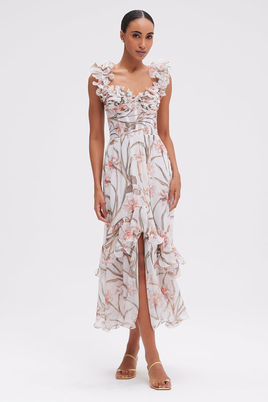 BOTANIC RETRO FLUTTER MAXI DRESS