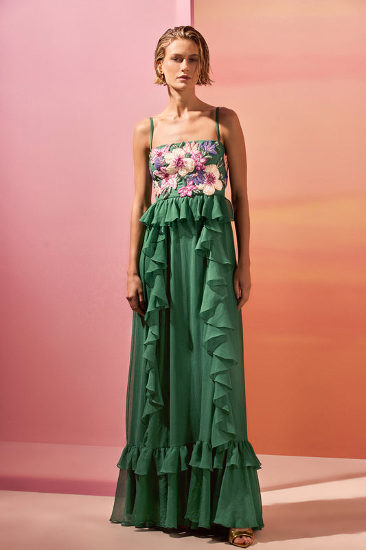 CHIFFON DAYDREAM FLOWERS MAXI DRESS