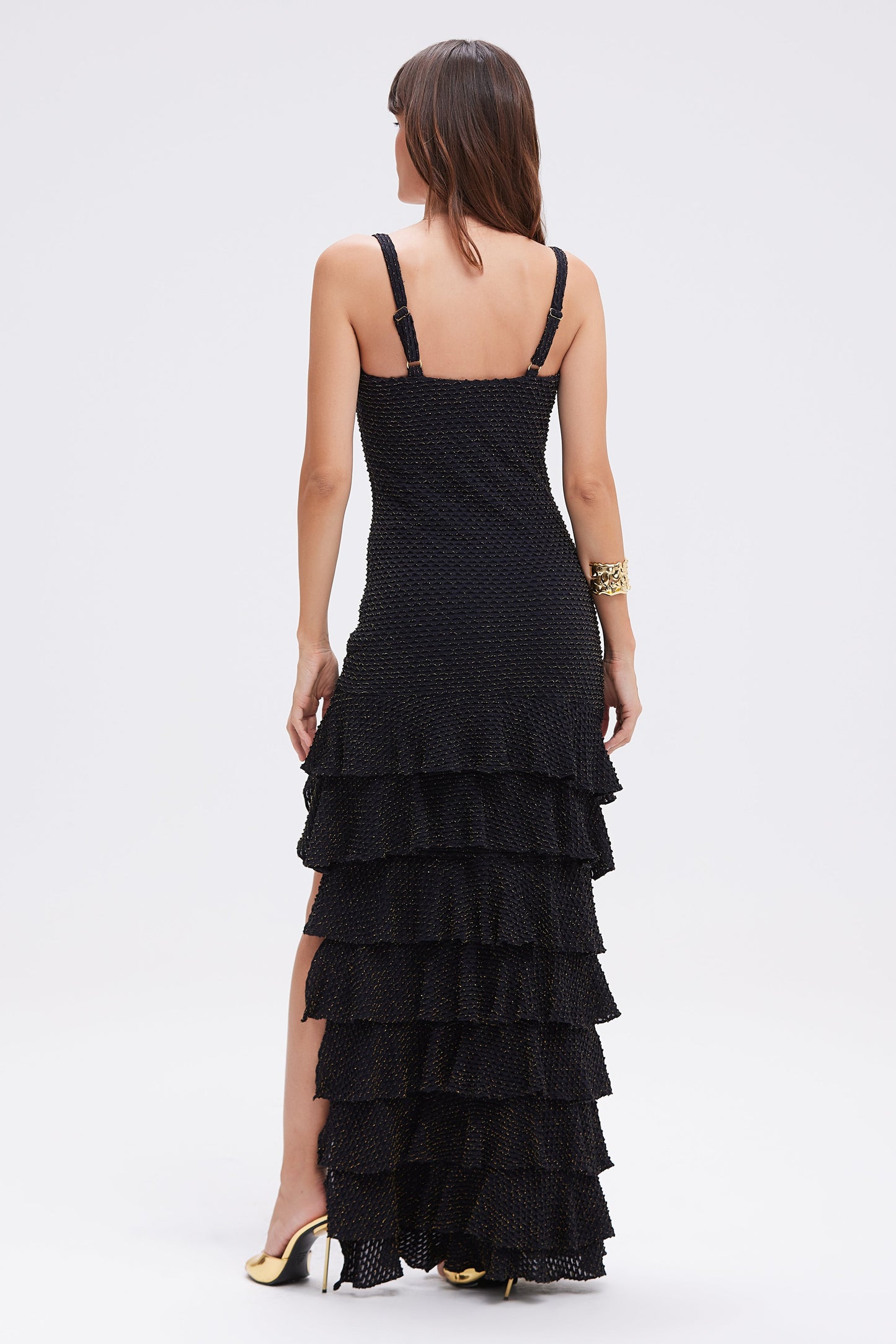 GAVEA MESH FLUTTER MIDI DRESS