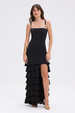 GAVEA MESH FLUTTER MIDI DRESS
