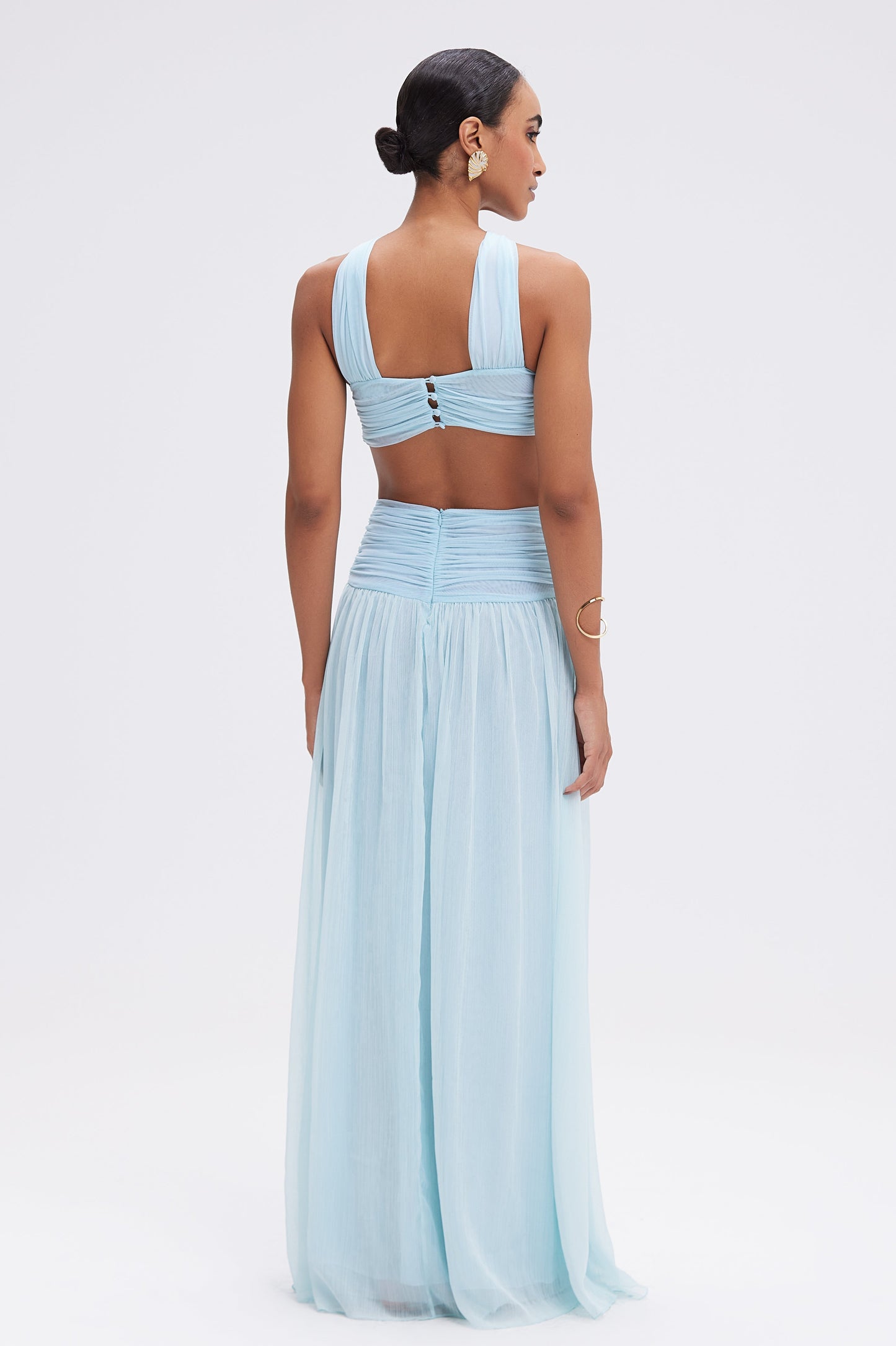 SILK PLISSE ESSENCE HALTERNECK GOWN