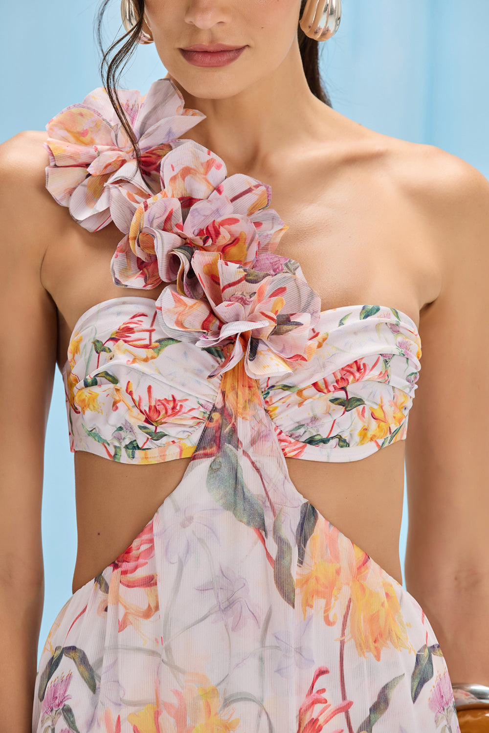 HONEY FLOWER FLOWER APPLIQUE BEACH DRESS