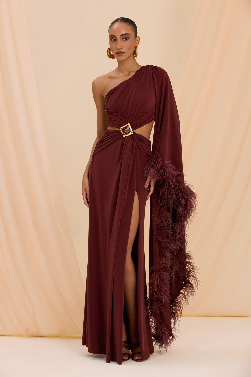 HELO JERSEY ONE SHOULDER GOWN