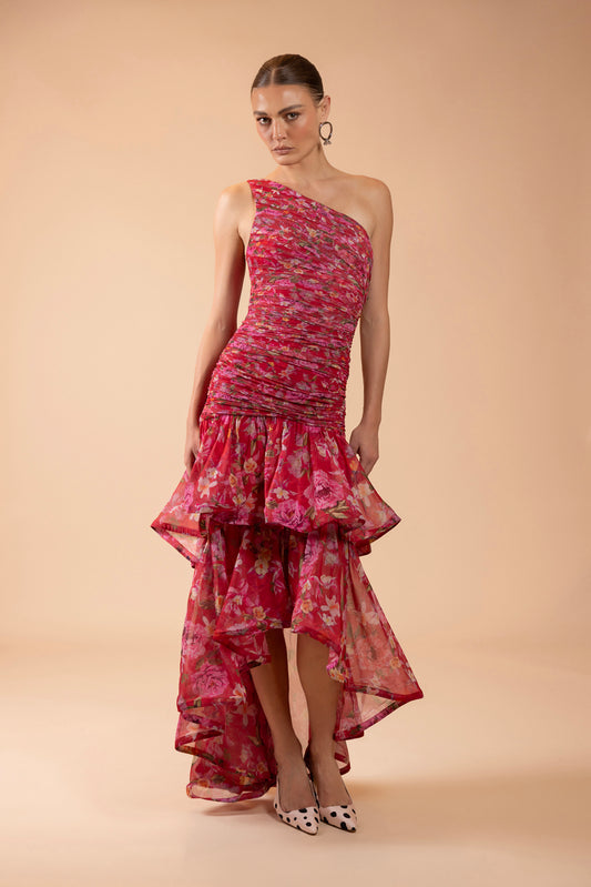 PEONY ASYMMETRICAL MAXI DRESS (RUNWAY)