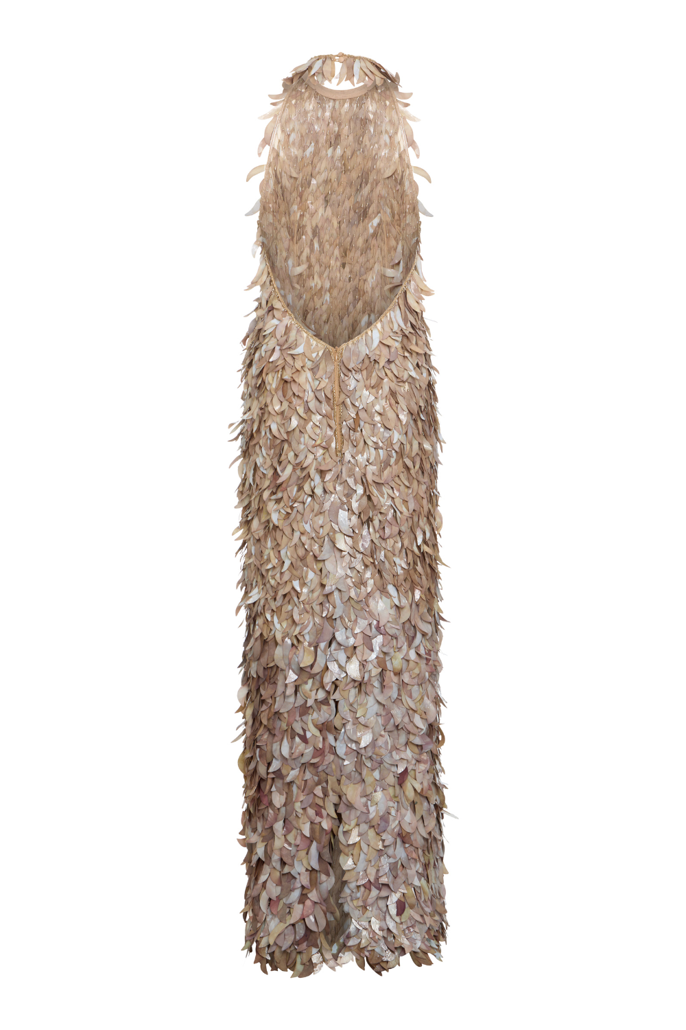 TULLE BRONZE PLUNGE BACK MAXI DRESS (RUNWAY)