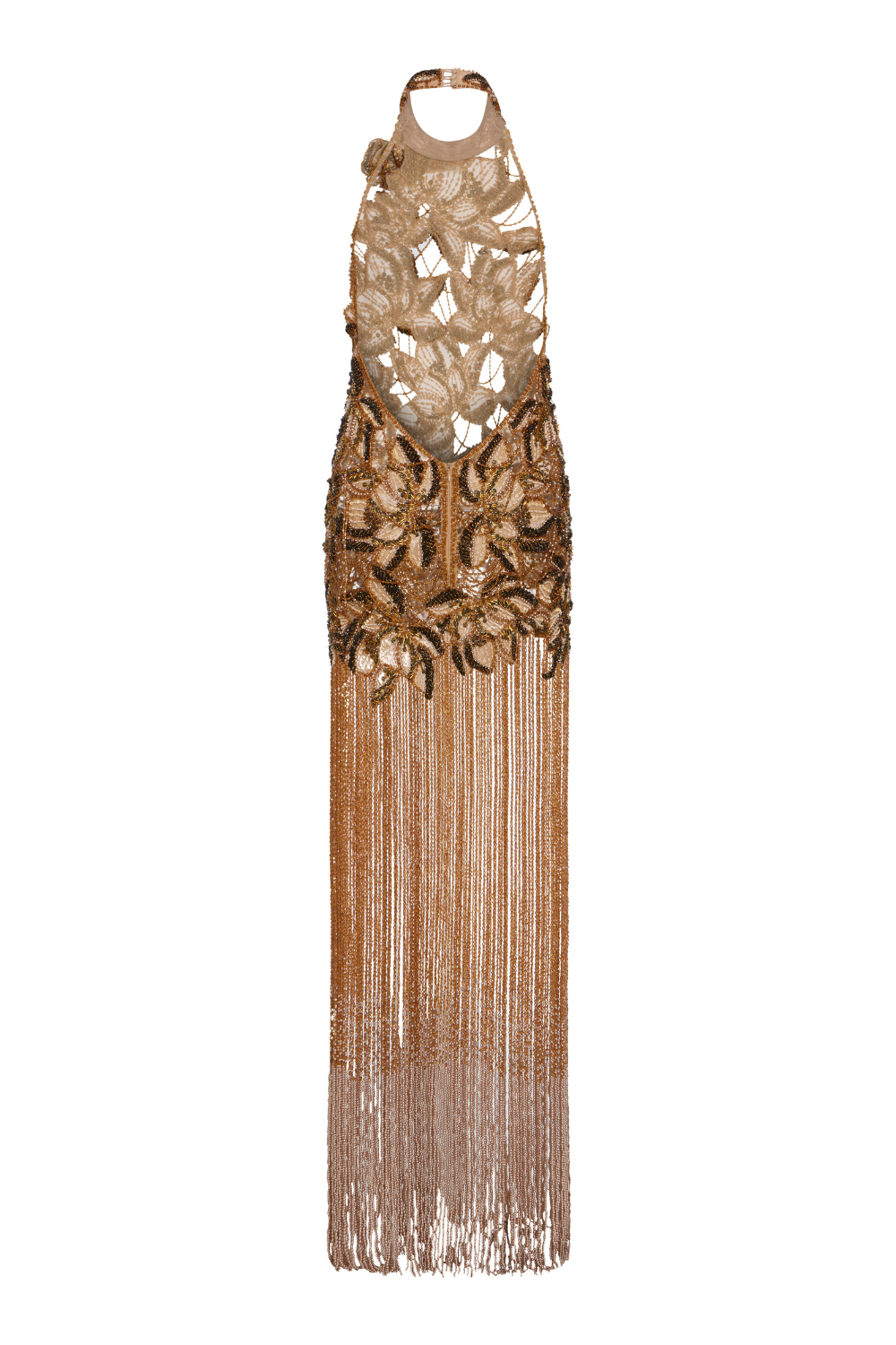 TULLE BRONZE FRINGE MAXI DRESS (RUNWAY)